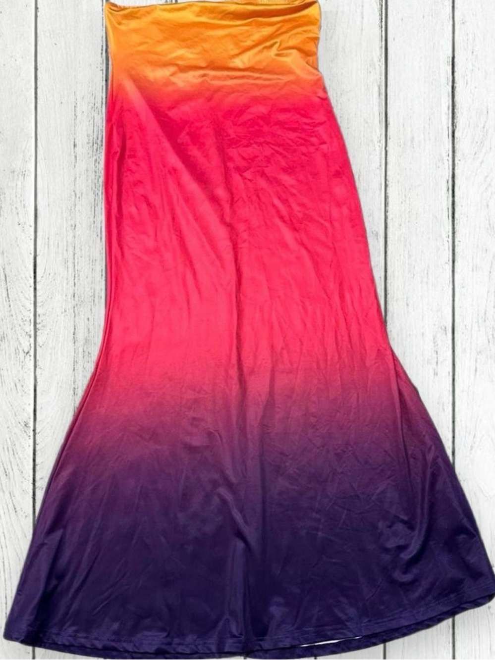 SHEIN Strapless Ombre Maxi Dress in Yellow, Pink, Purple